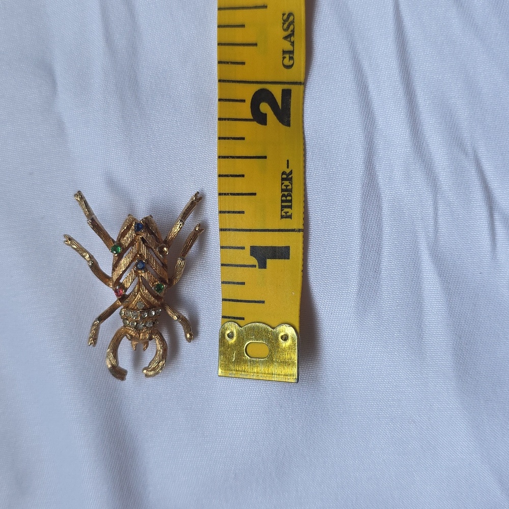 Gold Insect Brooch with Multicolor Gems - Picture 3 of 3